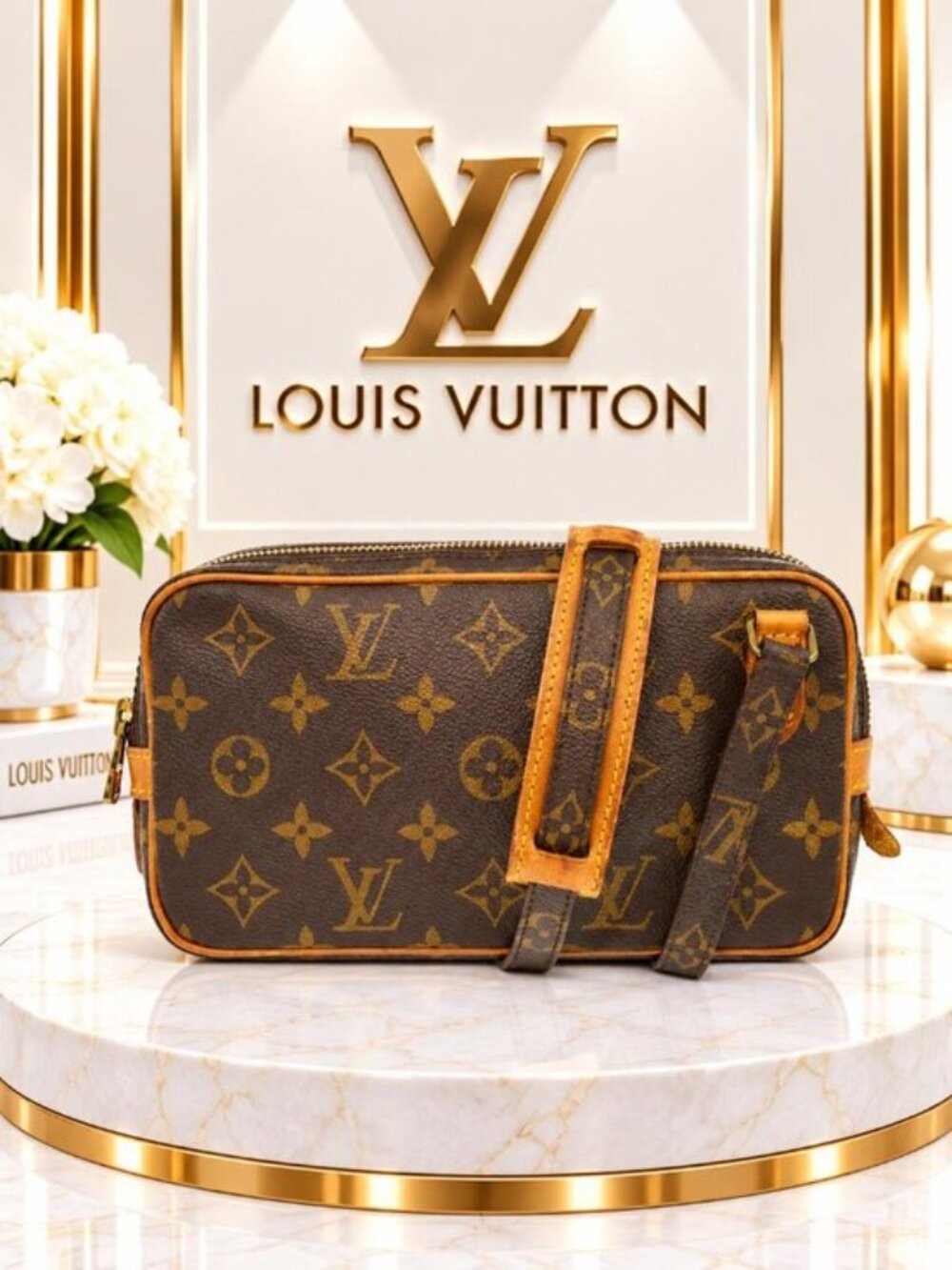 Authentic Louis Vuitton Marly Bandouliere Vintage Monogram Crossbody Bag